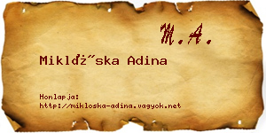 Miklóska Adina névjegykártya